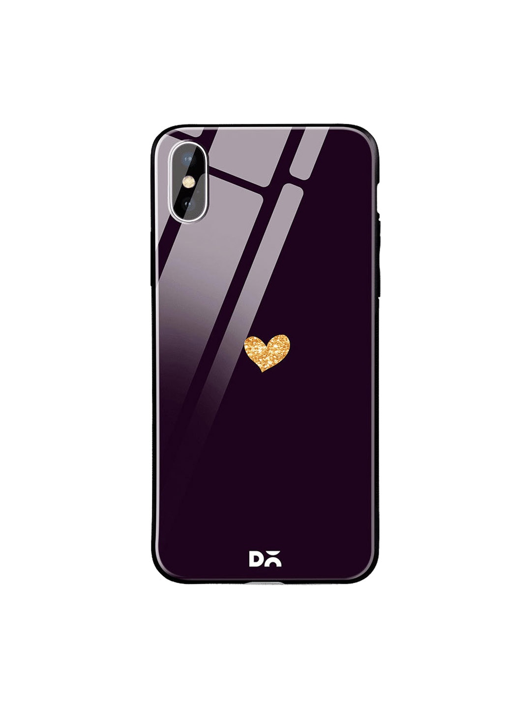 

DailyObjects Purple & Gold-Toned Sparkle Heart iPhone XS Max Glass Cover