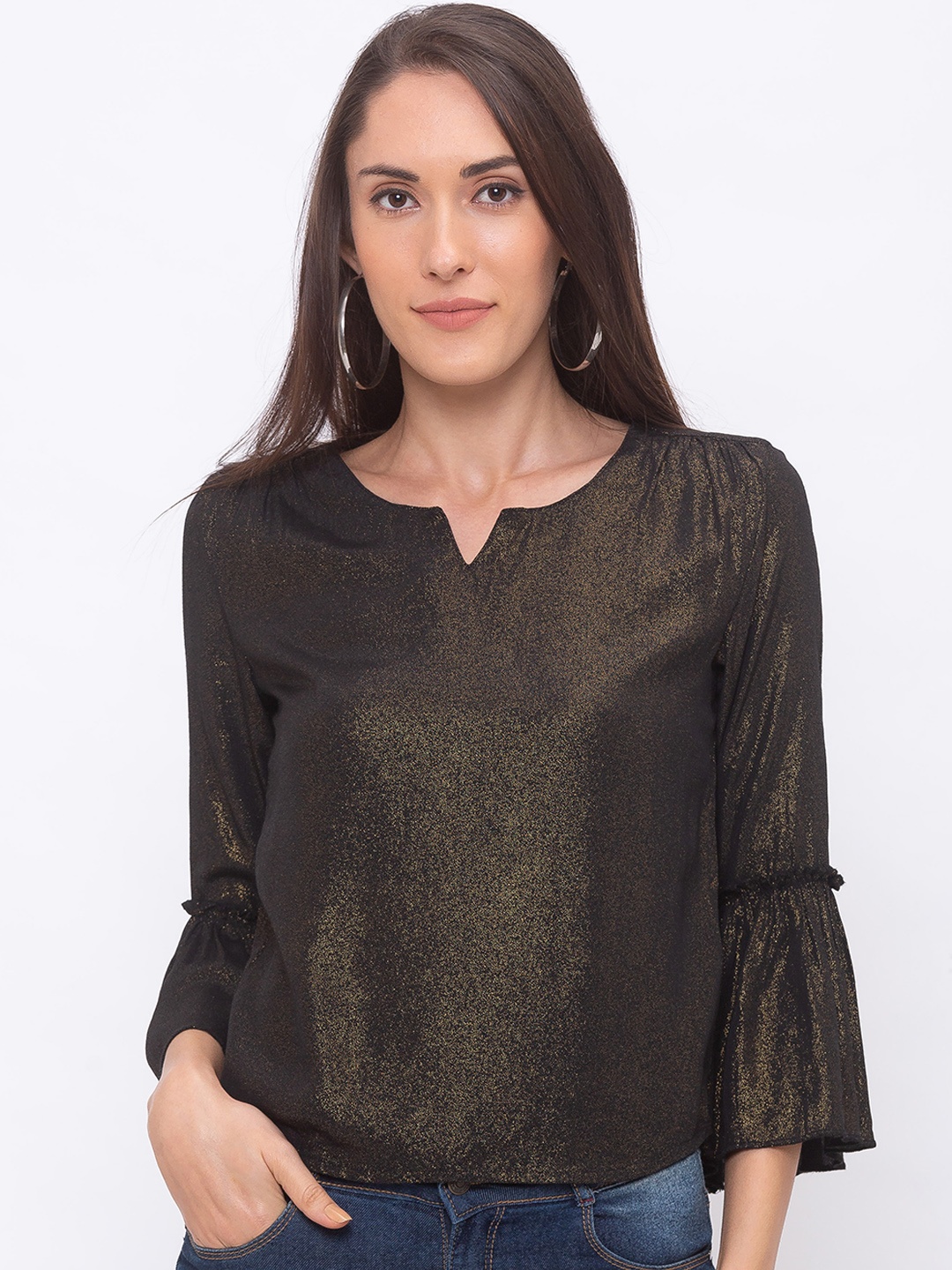 

Globus Women Gold-Toned & Black Solid Top