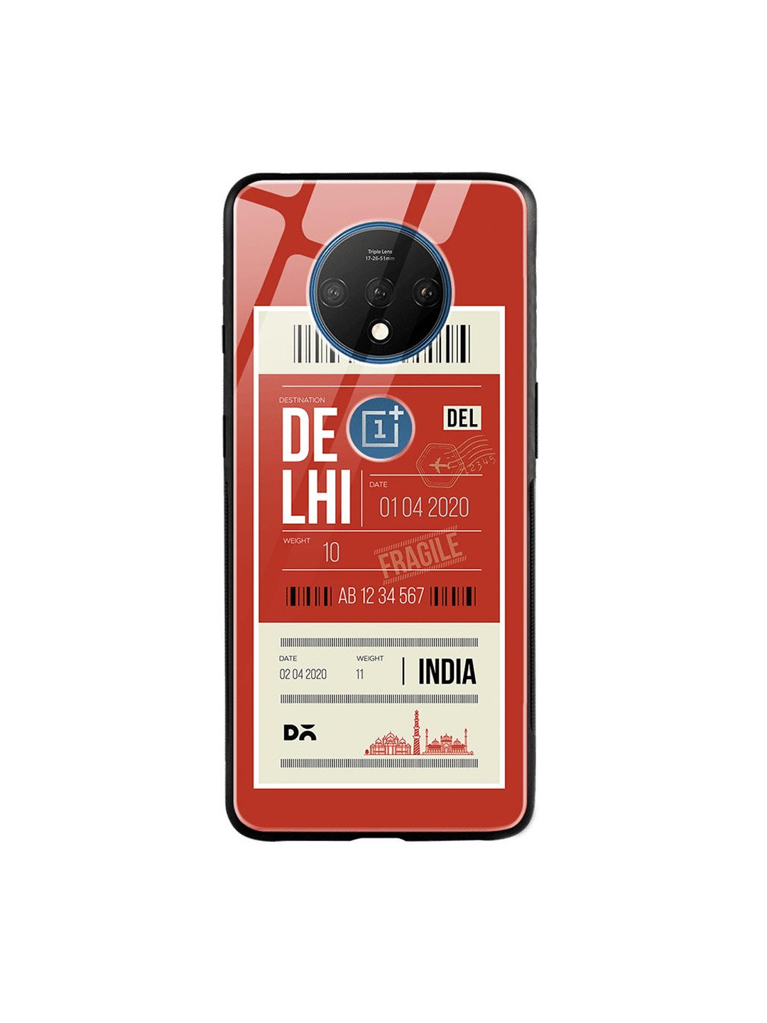 

DailyObjects Red & White Delhi City Tag OnePlus 7T Glass Case