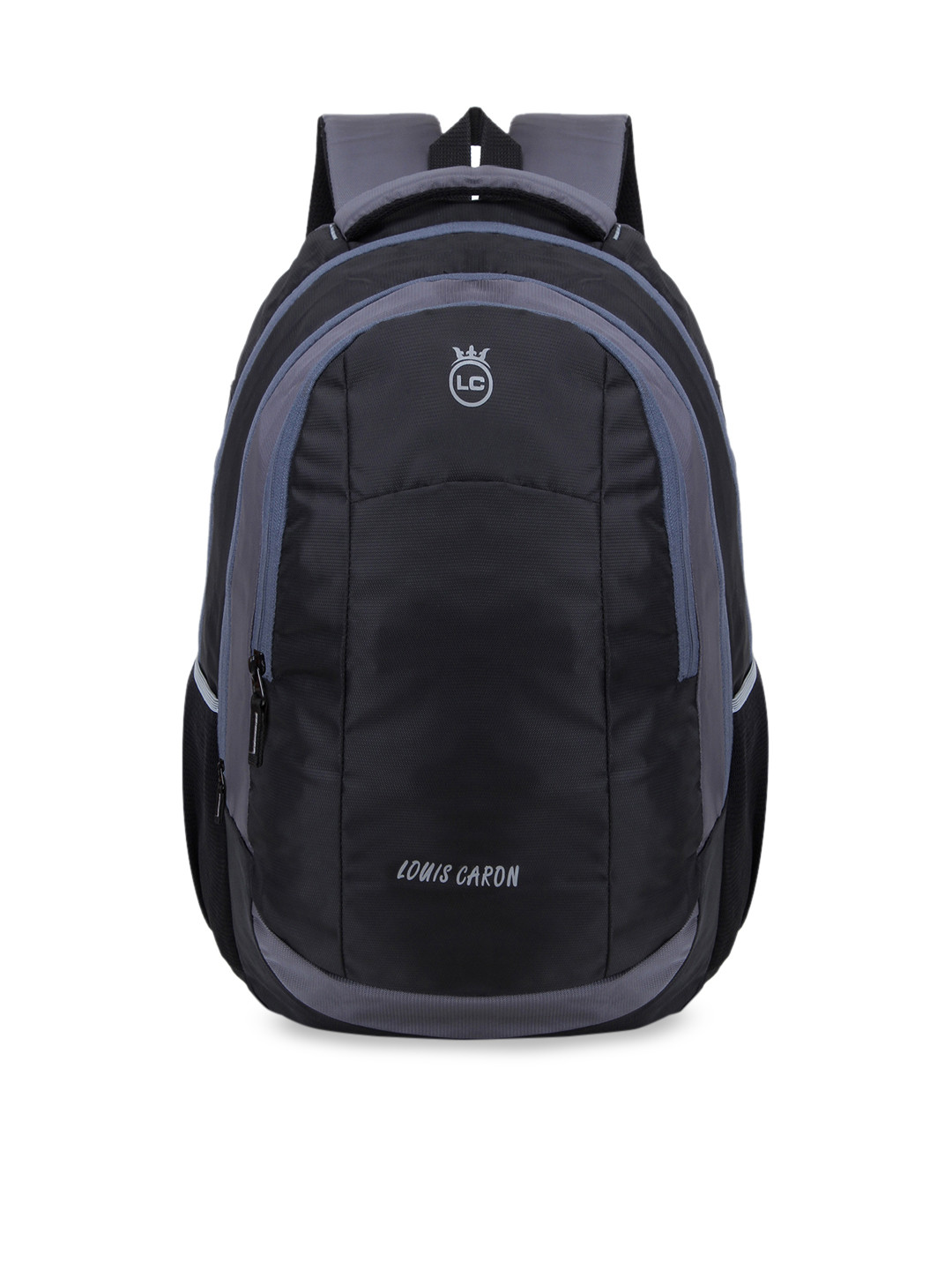 

LOUIS CARON Unisex Black & Grey Colourblocked Backpack