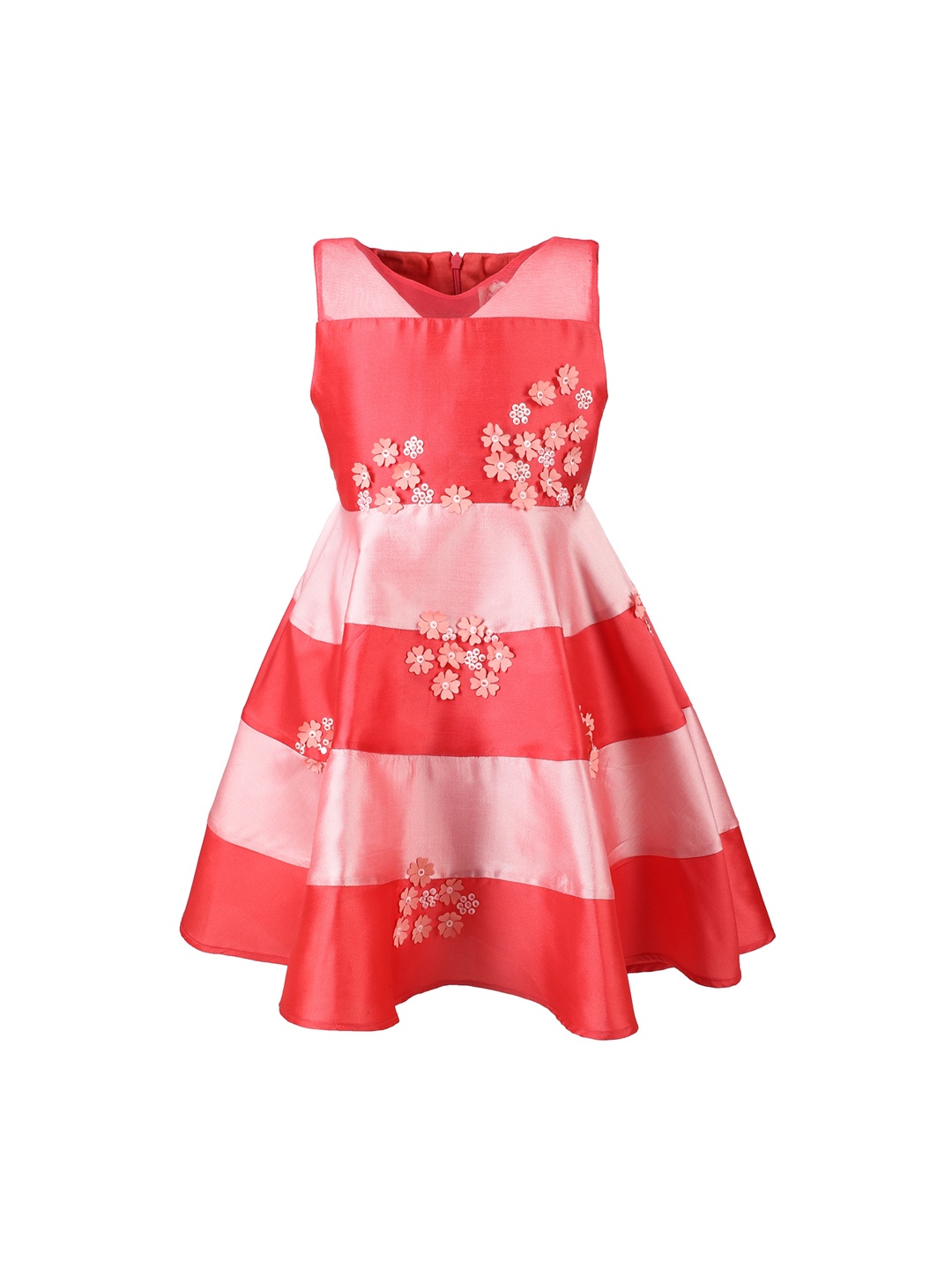 

A Little Fable Girls Pink Colourblocked Fit & Flare Dress