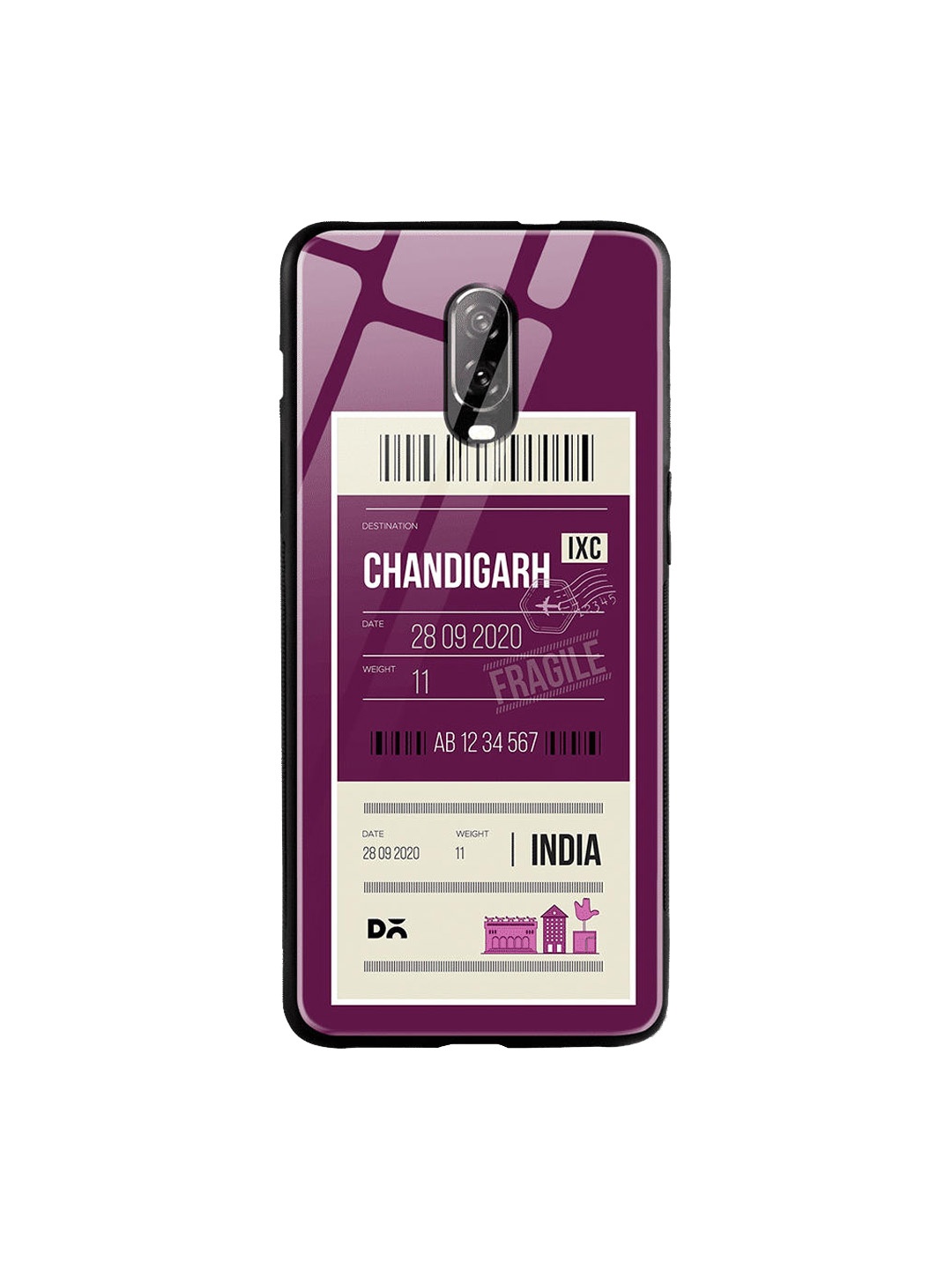 

DailyObjects Purple & White Chandigarh City Tag OnePlus 6T Glass Case