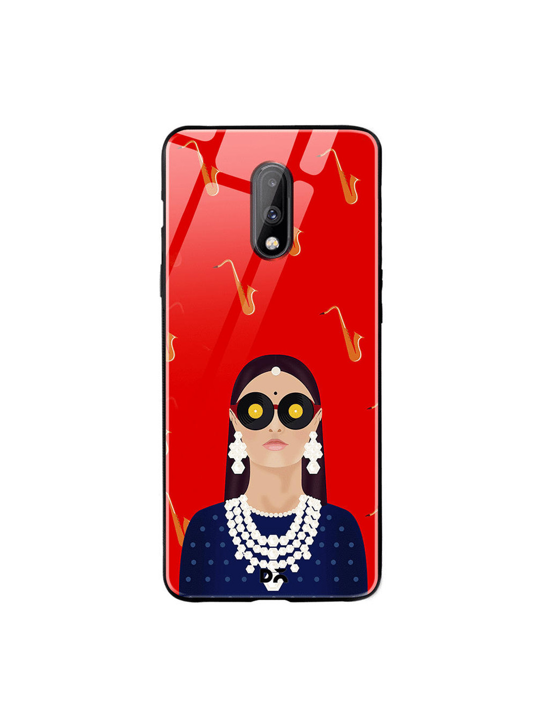 

DailyObjects Red & Blue Disk Sunglasses OnePlus 7 Glass Case