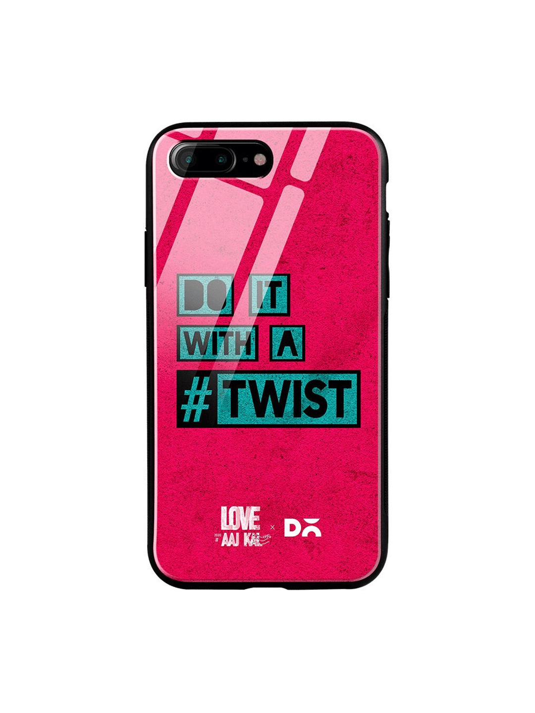 

DailyObjects Pink & Black Love Twist iPhone 8 Plus Glass Case