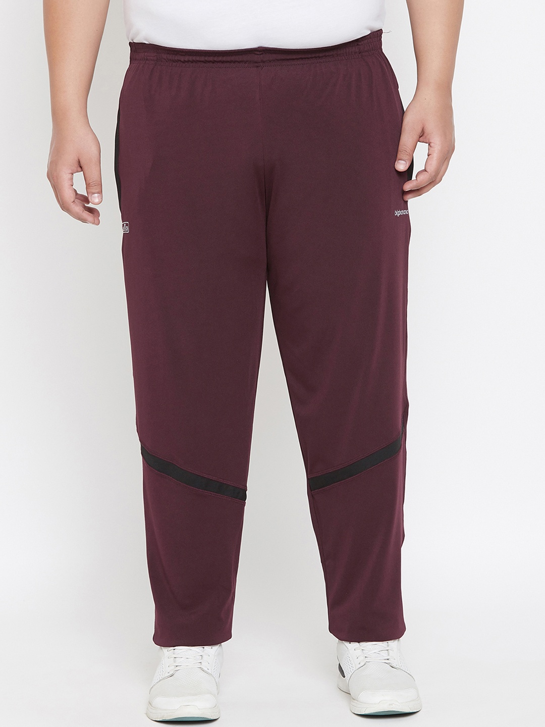 

bigbanana Plus Size Men Maroon Solid Straight-Fit Track Pants