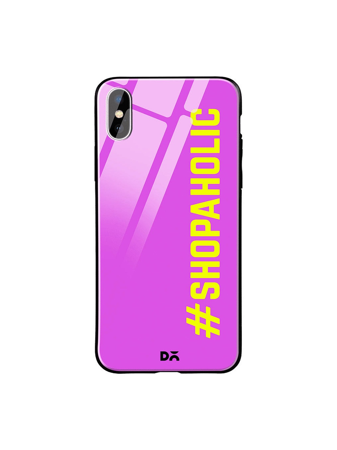 

DailyObjects Purple & Yellow Shopaholic iPhone XS Glass Case