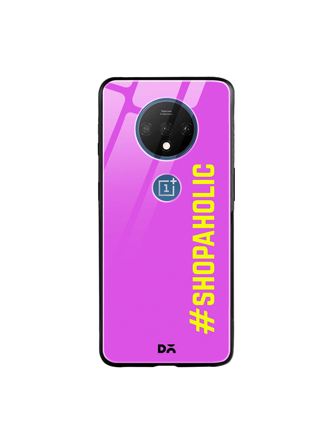 

DailyObjects Purple & Yellow Shopaholic OnePlus 7T Glass Case