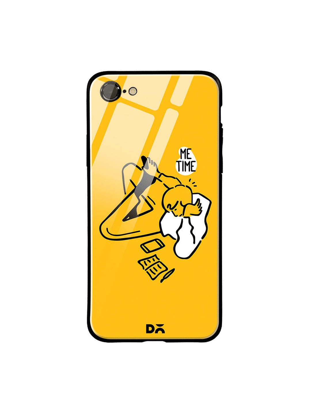

DailyObjects Mustard Yellow & White Me Time iPhone 8 Glass Case