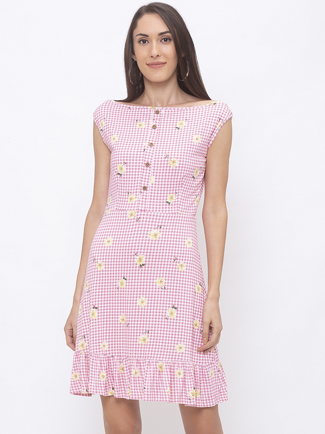 

Globus Women Pink & White Floral Print Sheath Dress