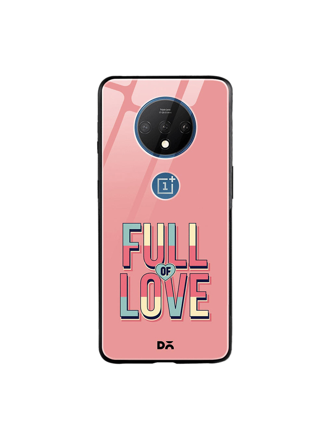 

DailyObjects Pink & Blue Full Of Love OnePlus 7T Glass Case