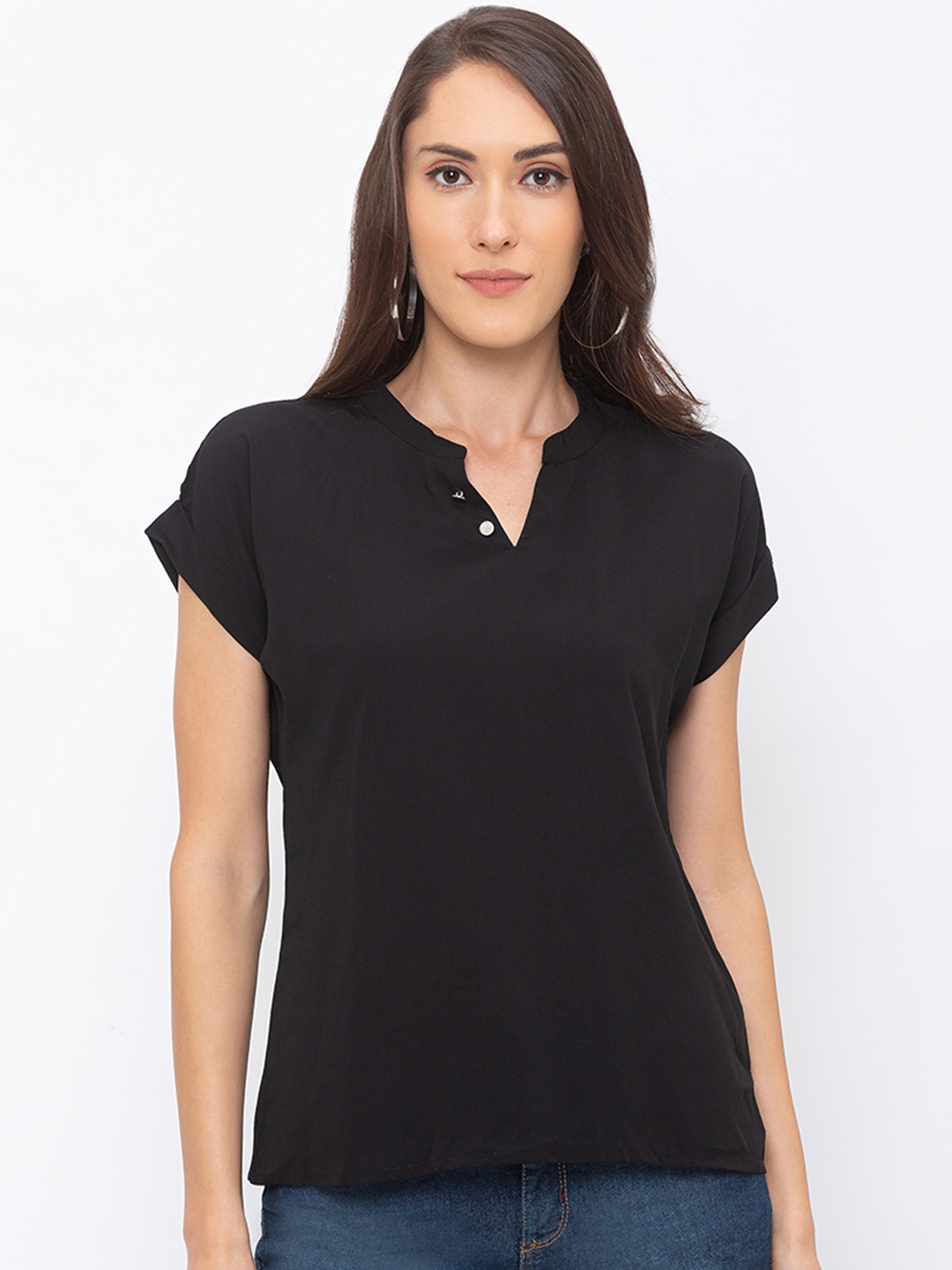 

Globus Women Black Solid Pure Cotton Top