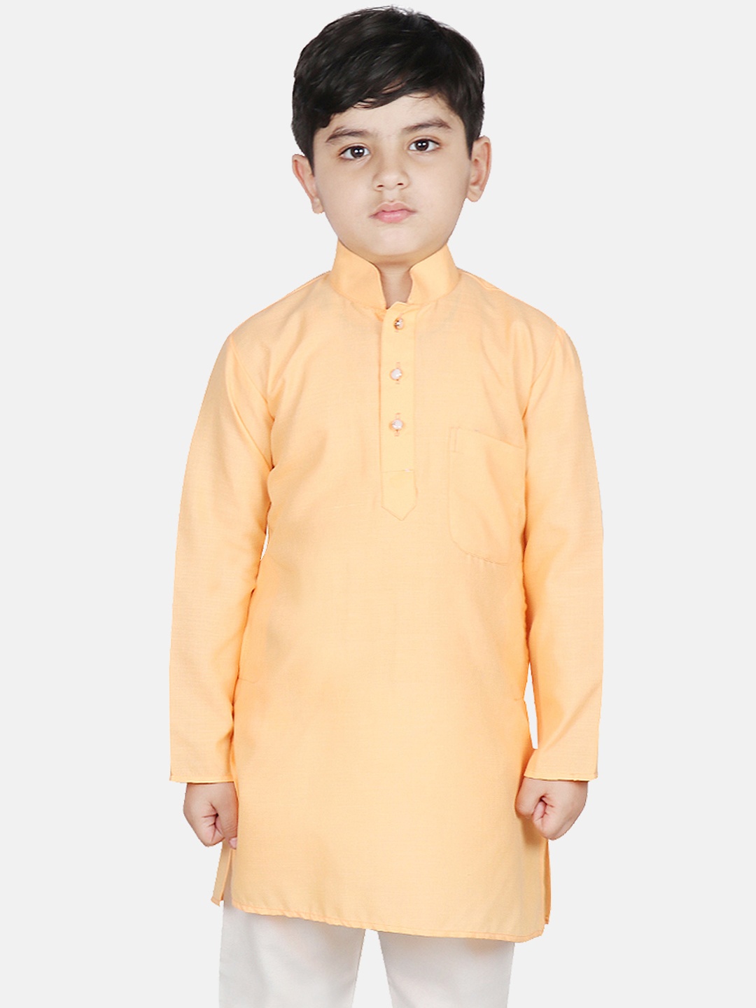 

SG YUVRAJ Boys Orange Solid Straight Kurta