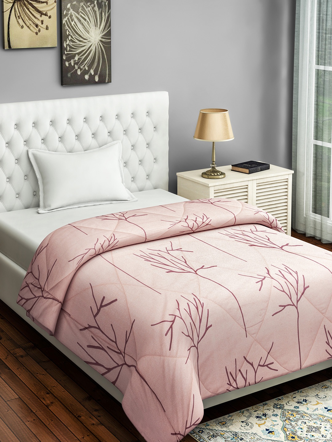 

SWAYAM Peach-Coloured Abstract AC Room 150 GSM Single Bed Comforter