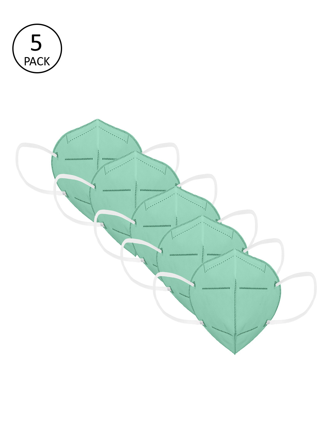 

Status Unisex Pack of 5 Pcs Green Solid Reusable 4-Ply Protective N95 Masks