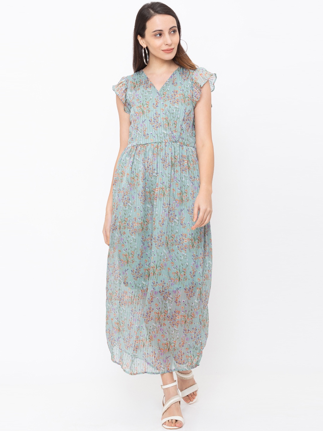 

Globus Women Green Floral Printed Maxi Dress