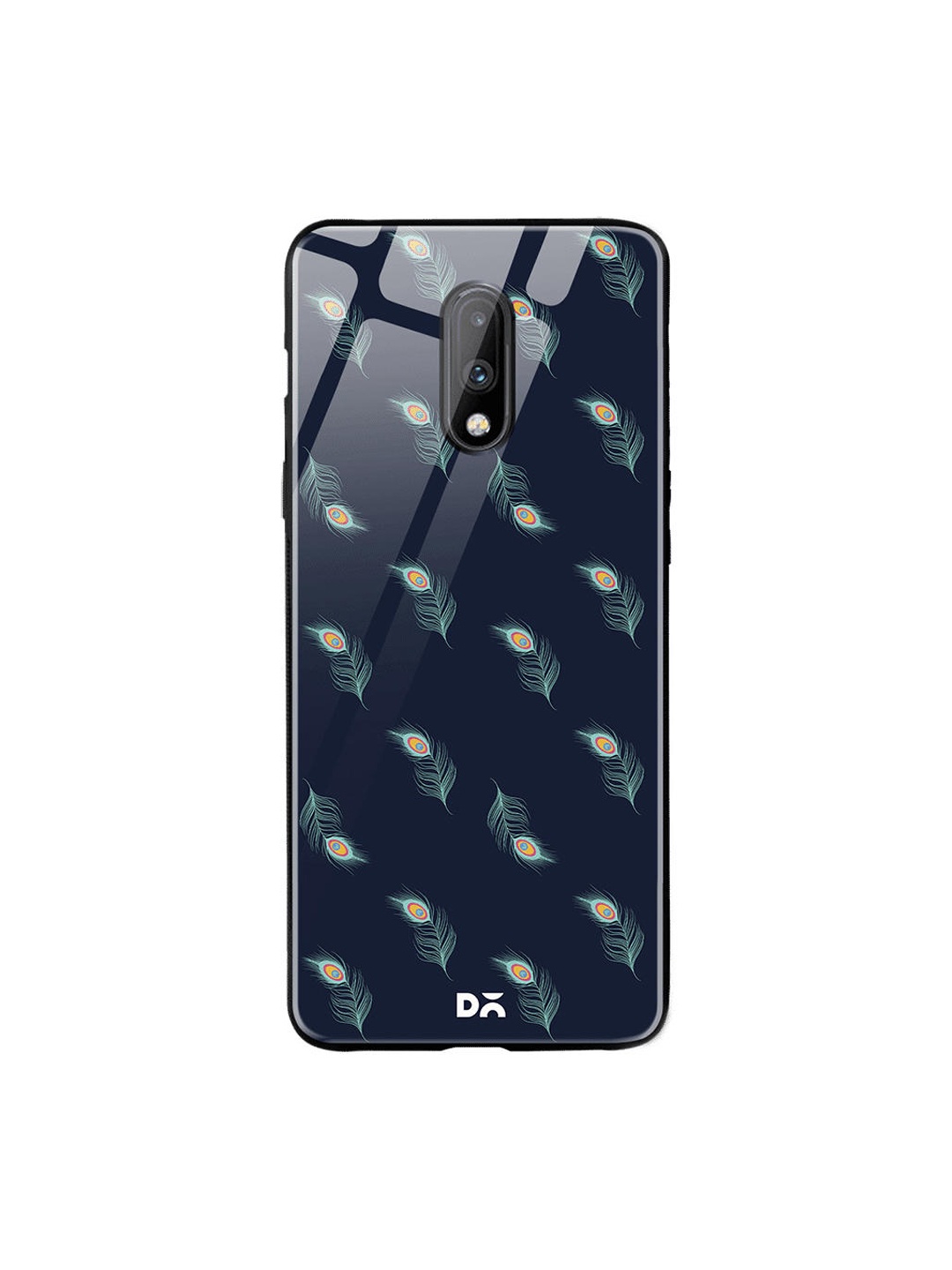 DailyObjects Navy Blue Feathers OnePlus 7 Glass Case