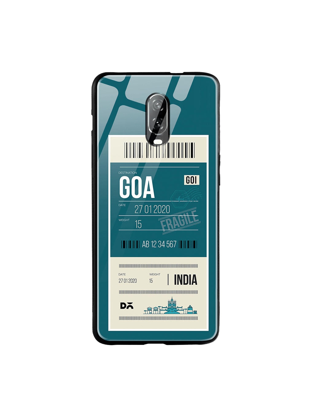 

DailyObjects Teal Blue & White Goa City Tag OnePlus 6T Glass Case