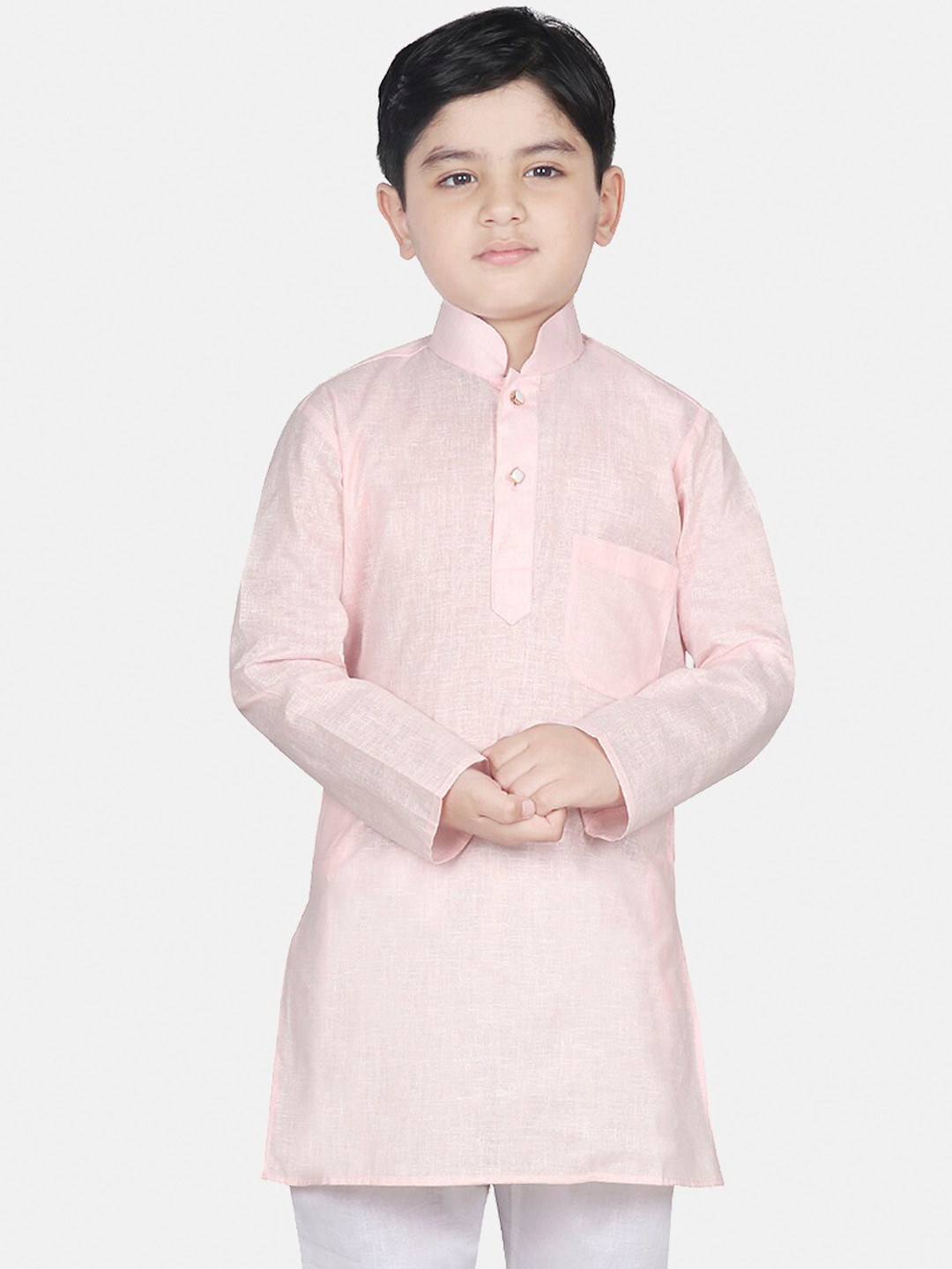 

SG YUVRAJ Boys Pink Solid Straight Kurta