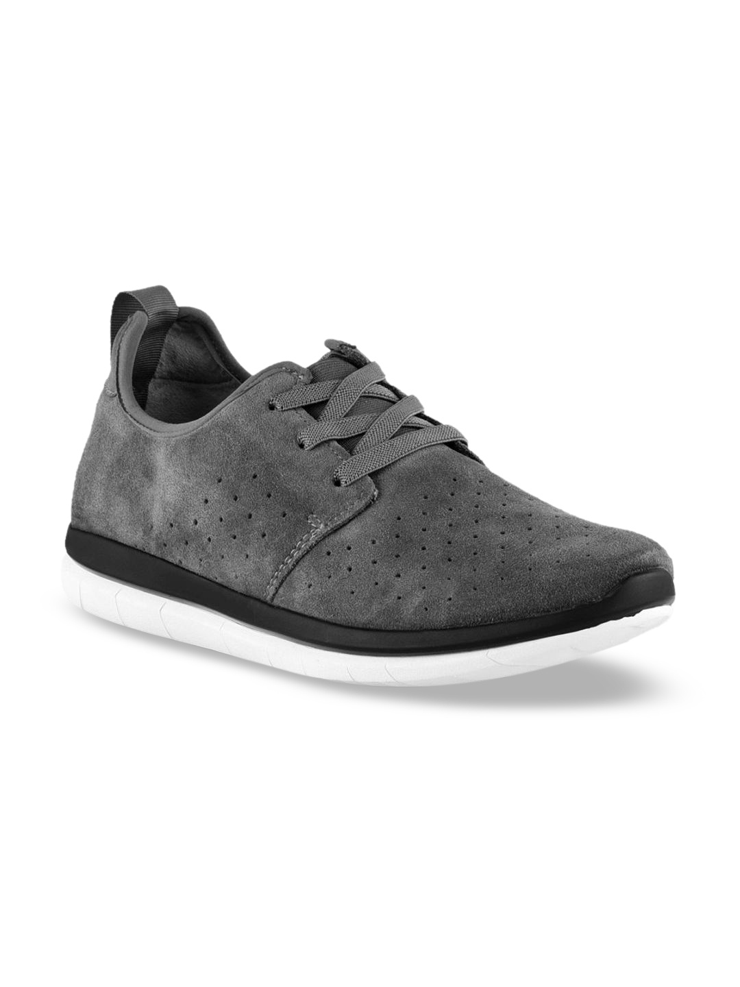 Kenneth Cole Men Charcoal Grey Laser Cut Sneakers