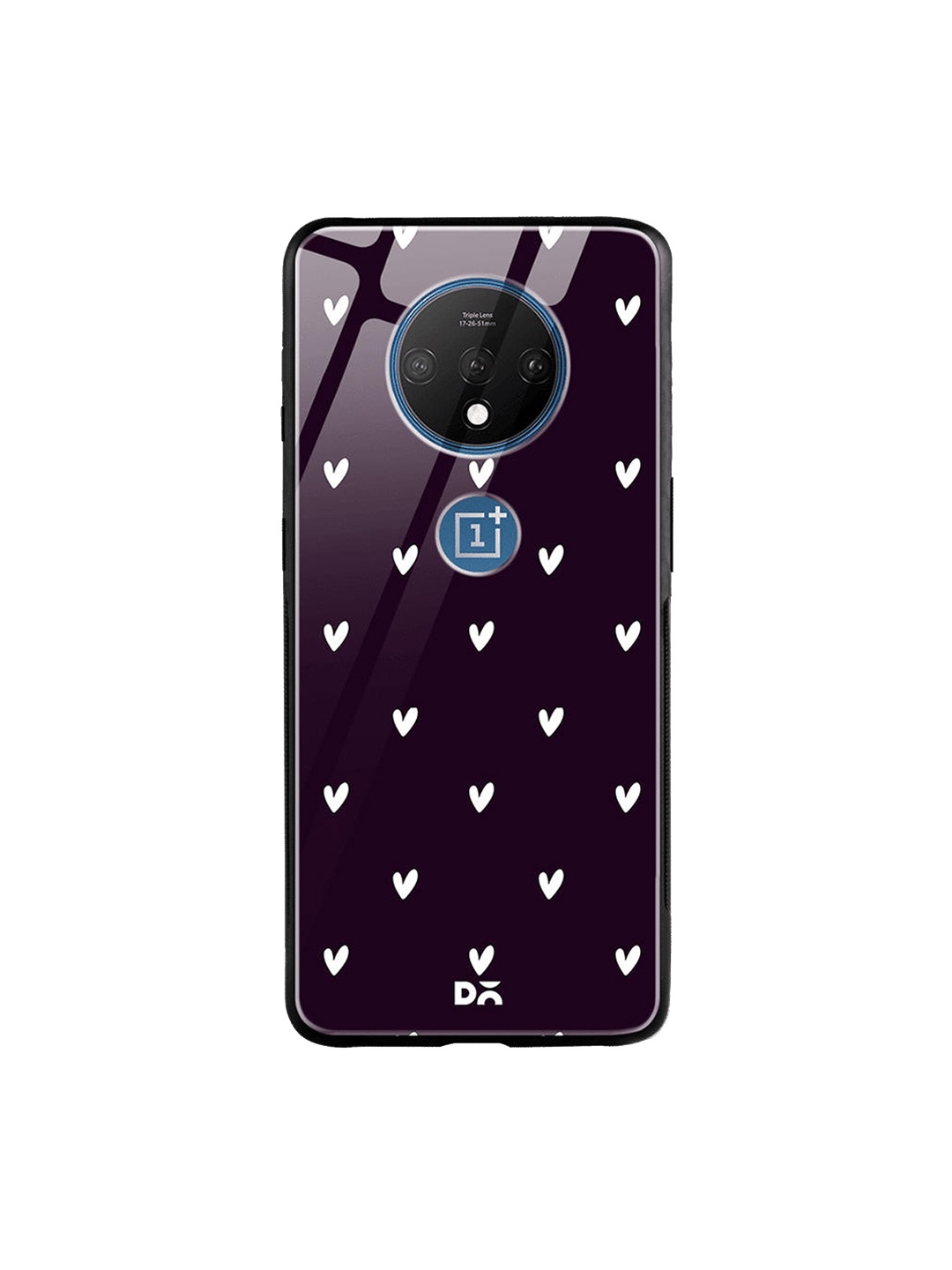 

DailyObjects Purple & White Bundle Heart Plum OnePlus 7T Glass Case