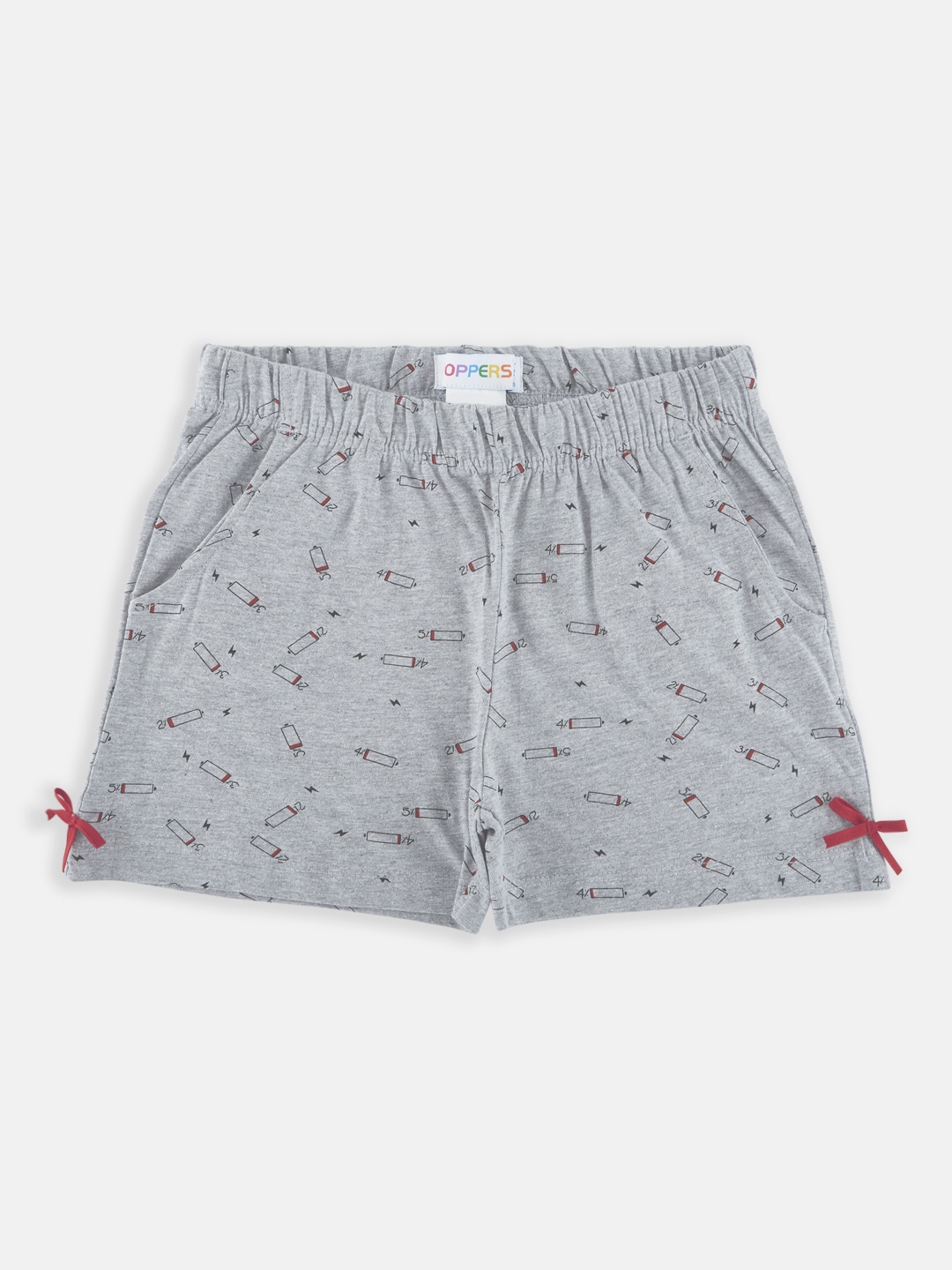 

POPPERS by Pantaloons Girls Grey & Black Printed Regular Fit Hot Pants