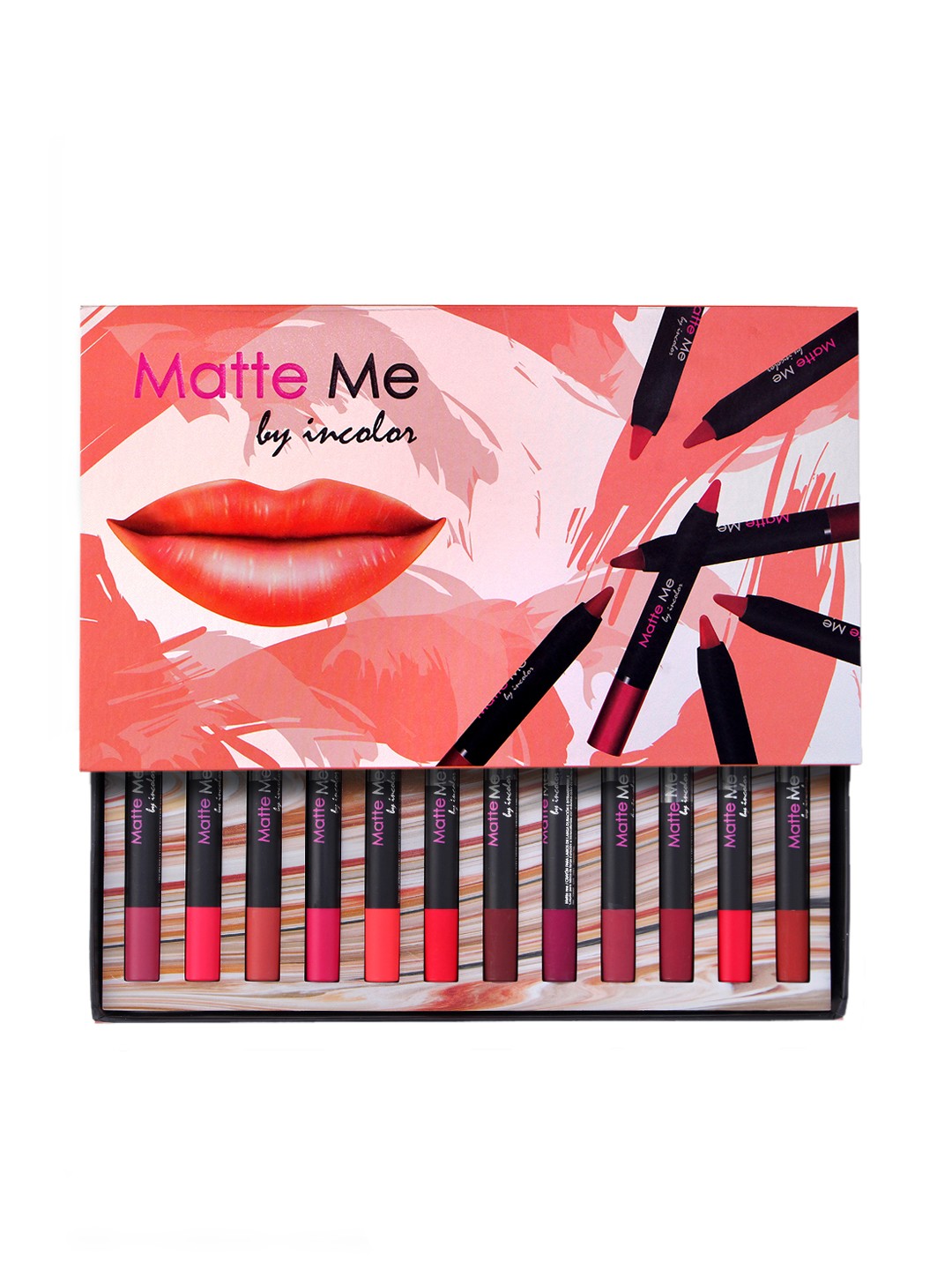 

INCOLOR Set of 12 Matte Me Crayon Lipsticks 2.3 g each, Multi