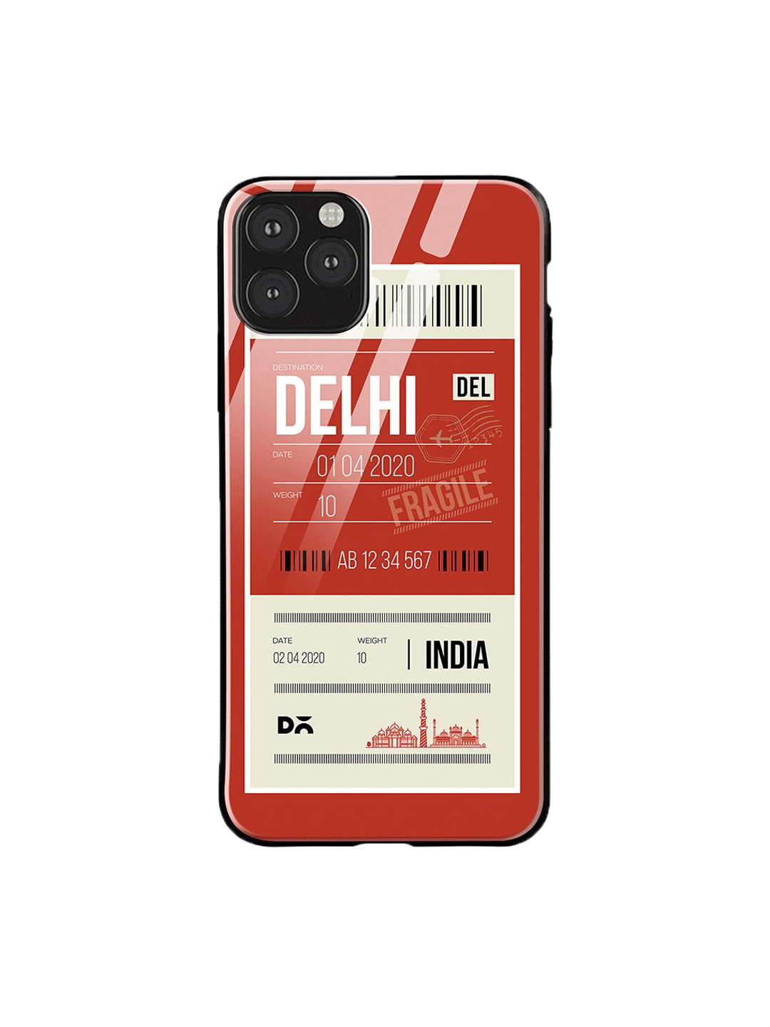 

DailyObjects Blue & Pink Delhi City Tag iPhone 11 Pro Glass Case, Red