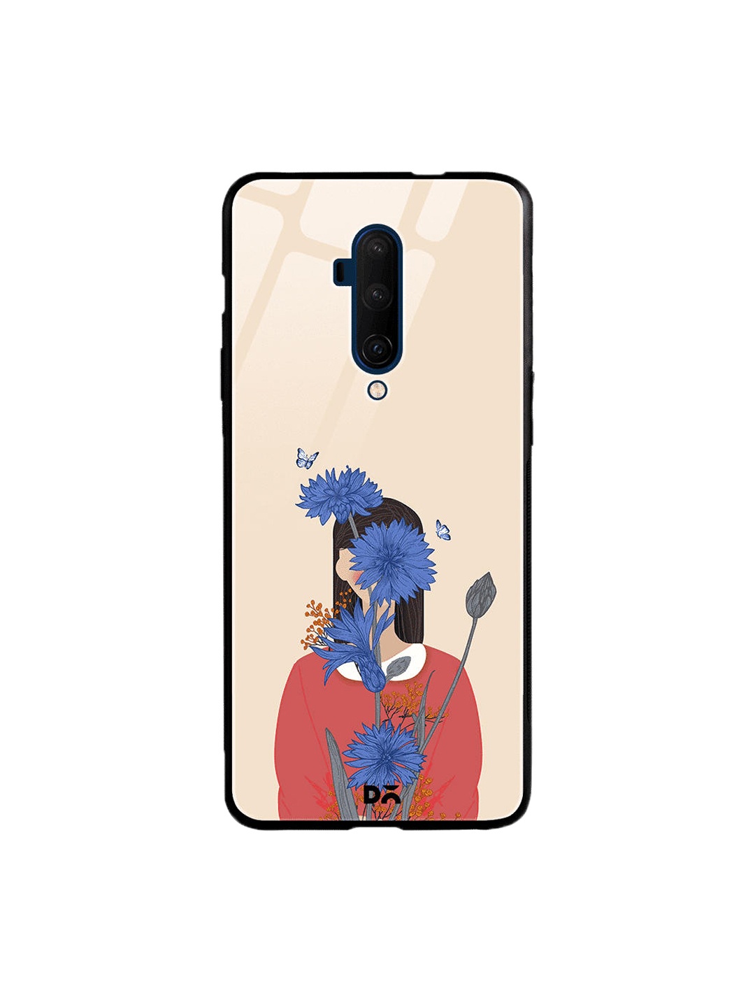 

DailyObjects Cream-Coloured & Red Cornflower Blue Blooms OnePlus 7 Pro Glass Case