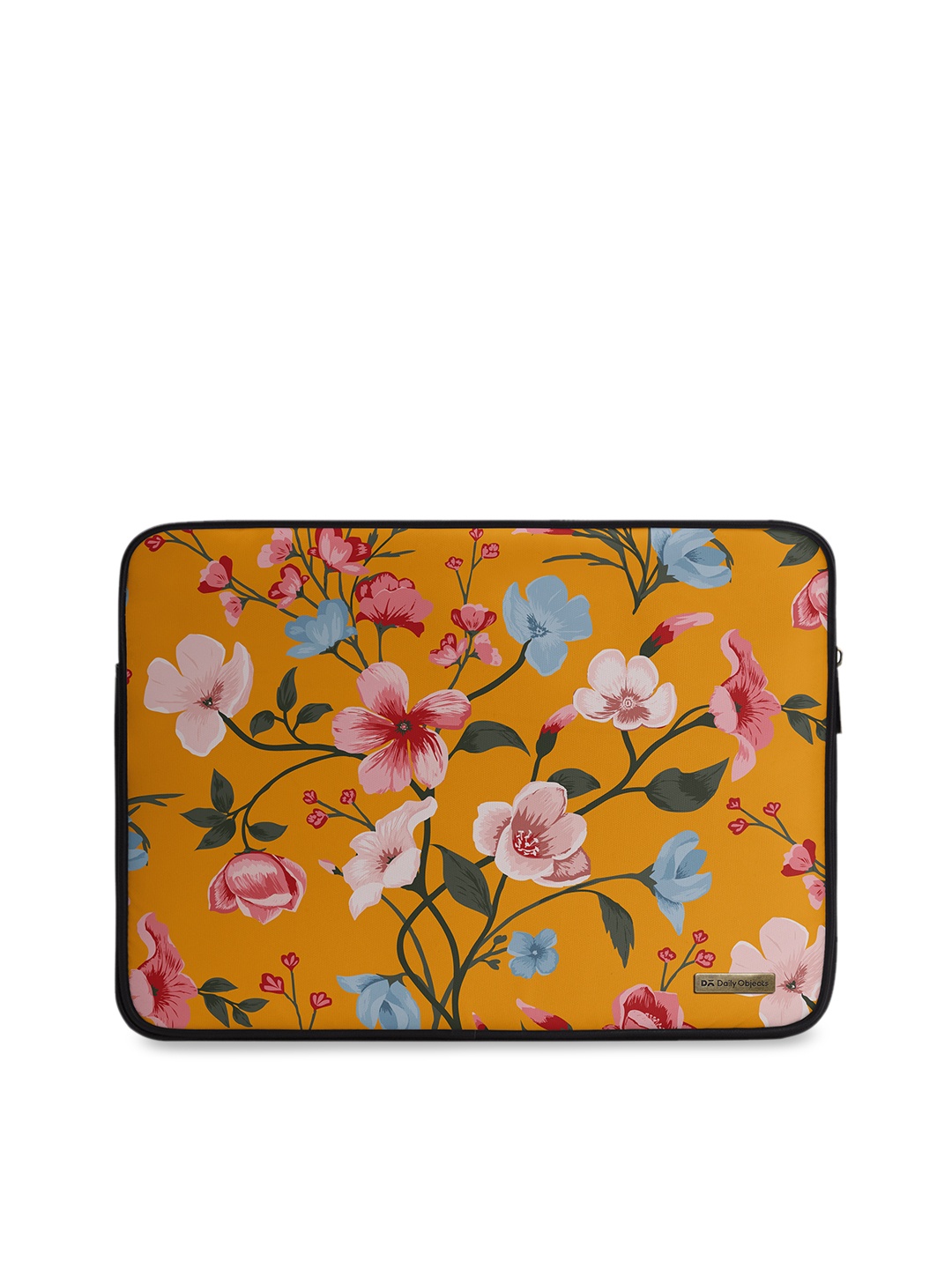 

DailyObjects Unisex Mustard Yellow & Pink Floral Printed Laptop Sleeve