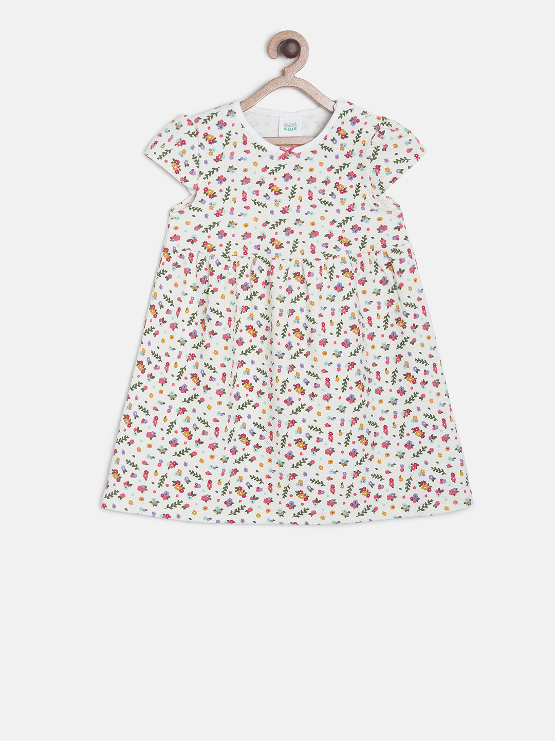 

MINI KLUB Girls White Floral Printed A-Line Dress