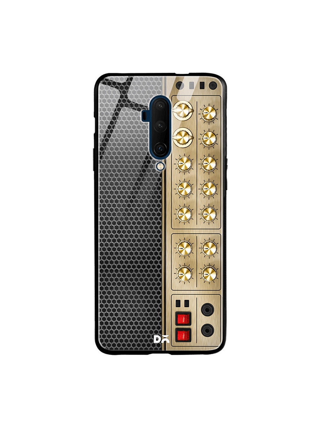 

DailyObjects Black & Gold-Toned Golden Amp OnePlus 7T Pro Glass Case