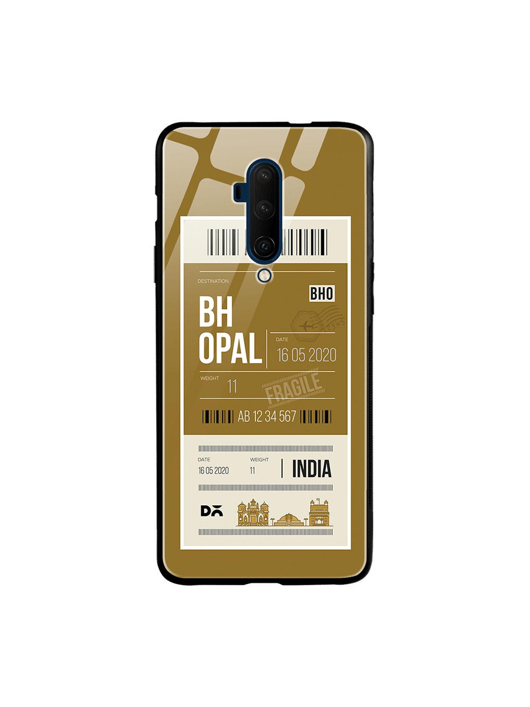 

DailyObjects Brown & White Bhopal City Tag OnePlus 7T Pro Glass Cover