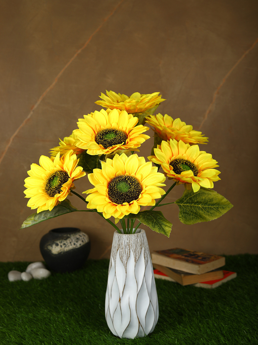

PolliNation Yellow & Green Decorative Artificial Sunflower Bunch