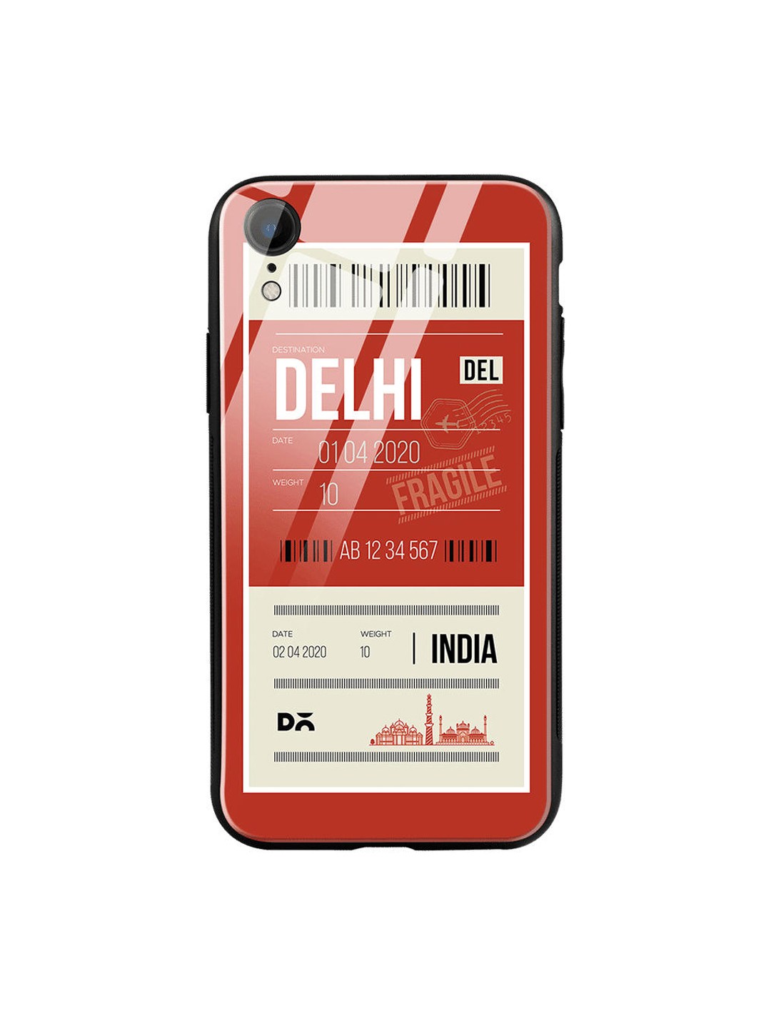 

DailyObjects Blue & Pink Delhi City Tag iPhone XR Glass Case, Red