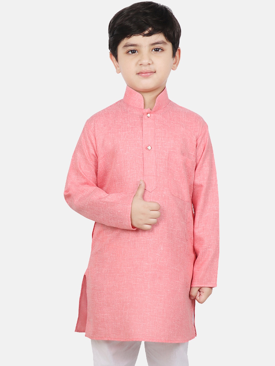 

SG YUVRAJ Boys Pink Solid Straight Kurta