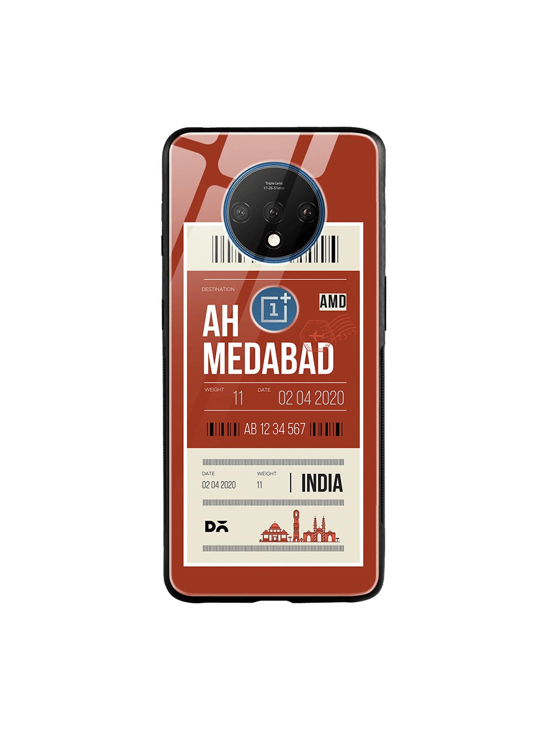 

DailyObjects Brown & White Ahmedabad City Tag OnePlus 7T Glass Cover