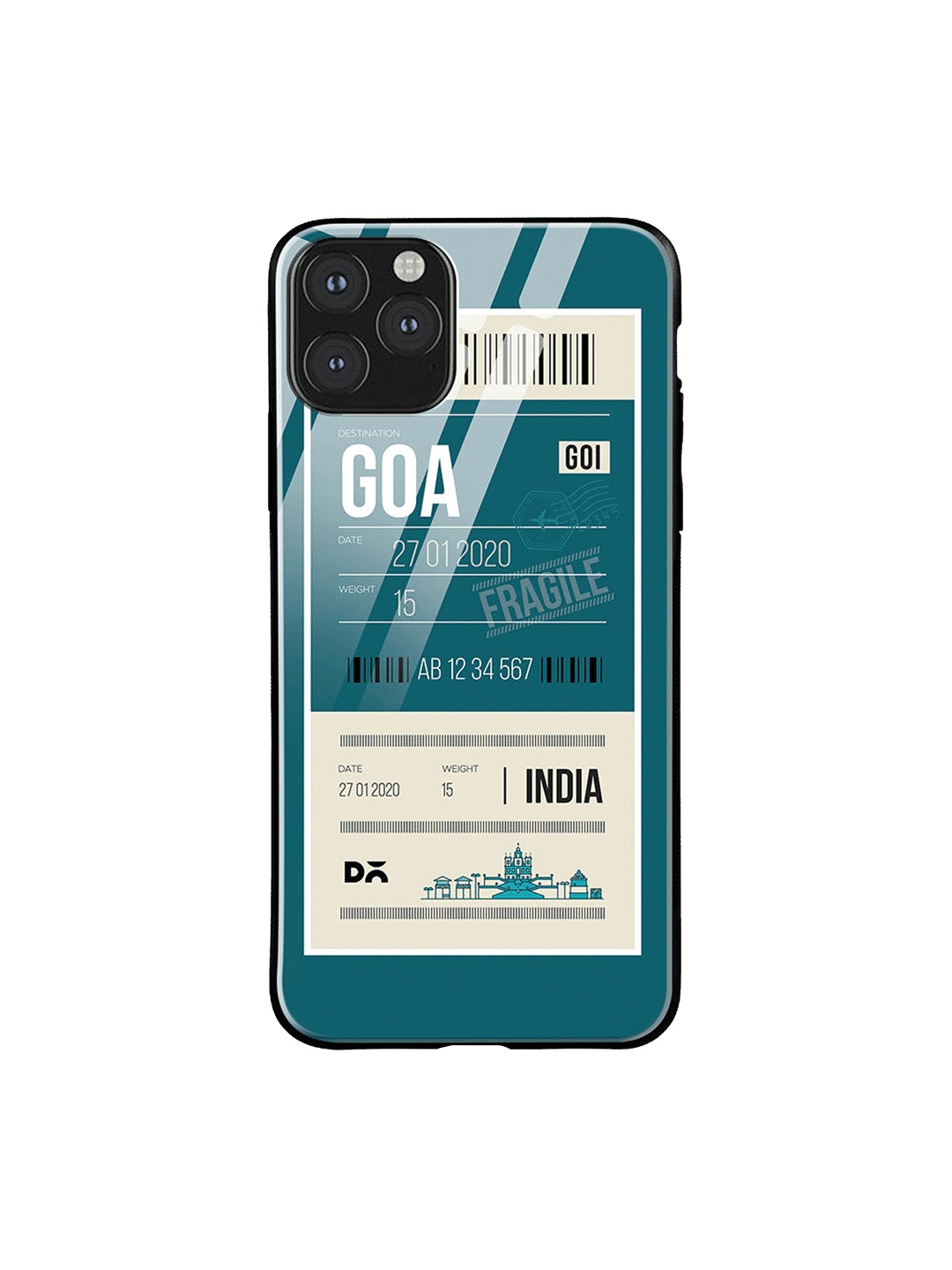 

DailyObjects Teal Blue & White Goa City Tag iPhone 11 Pro Max Glass Case