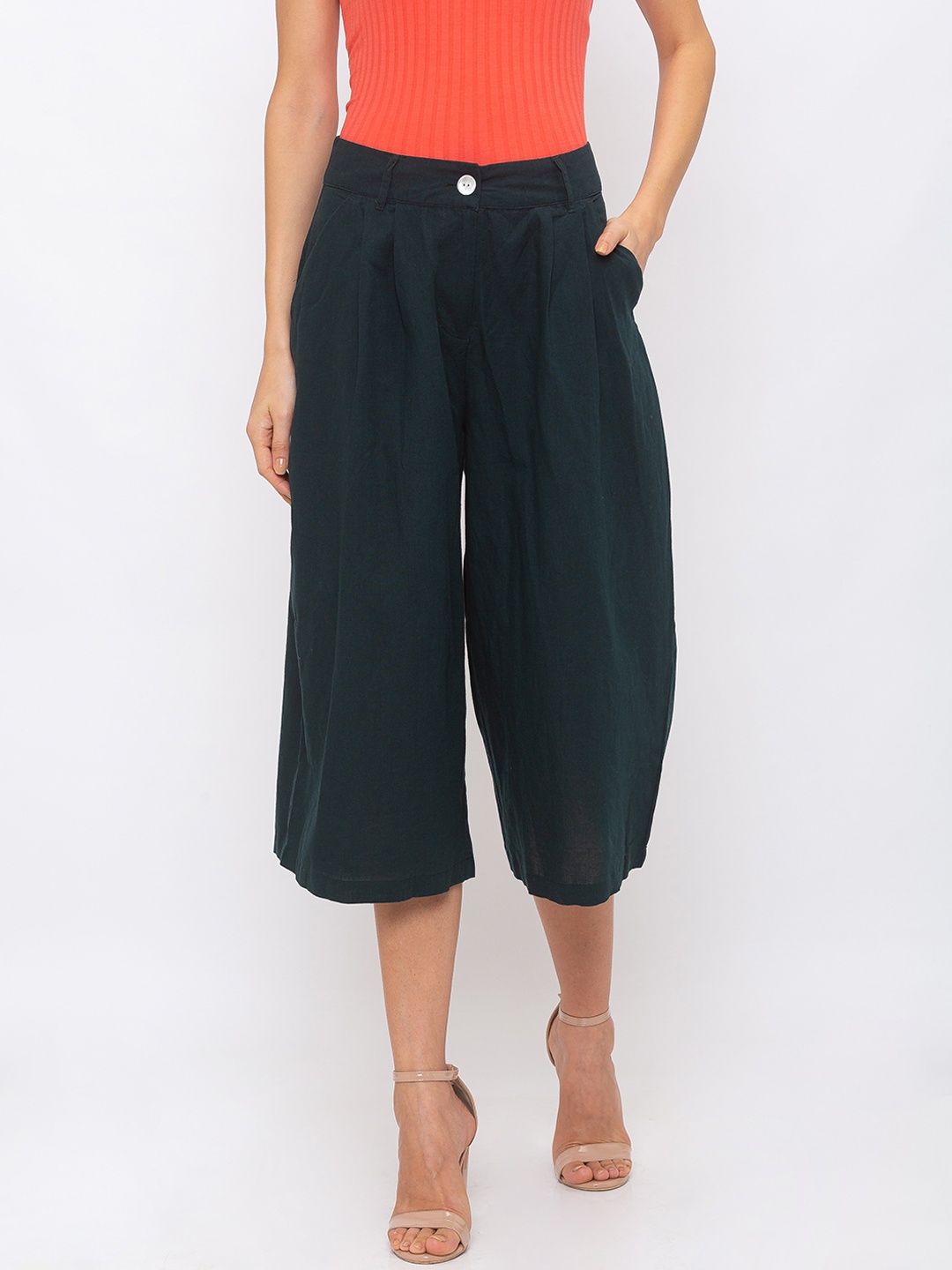 

Globus Women Green Regular Fit Solid Culottes
