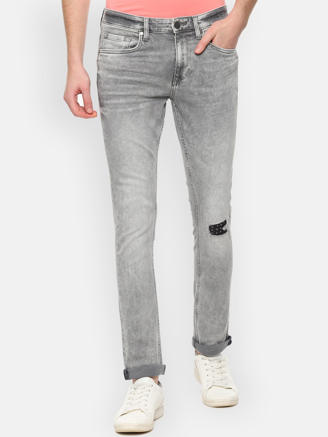 

Louis Philippe Jeans Men Grey Regular Fit Mid-Rise Mildly Distressed Jeans