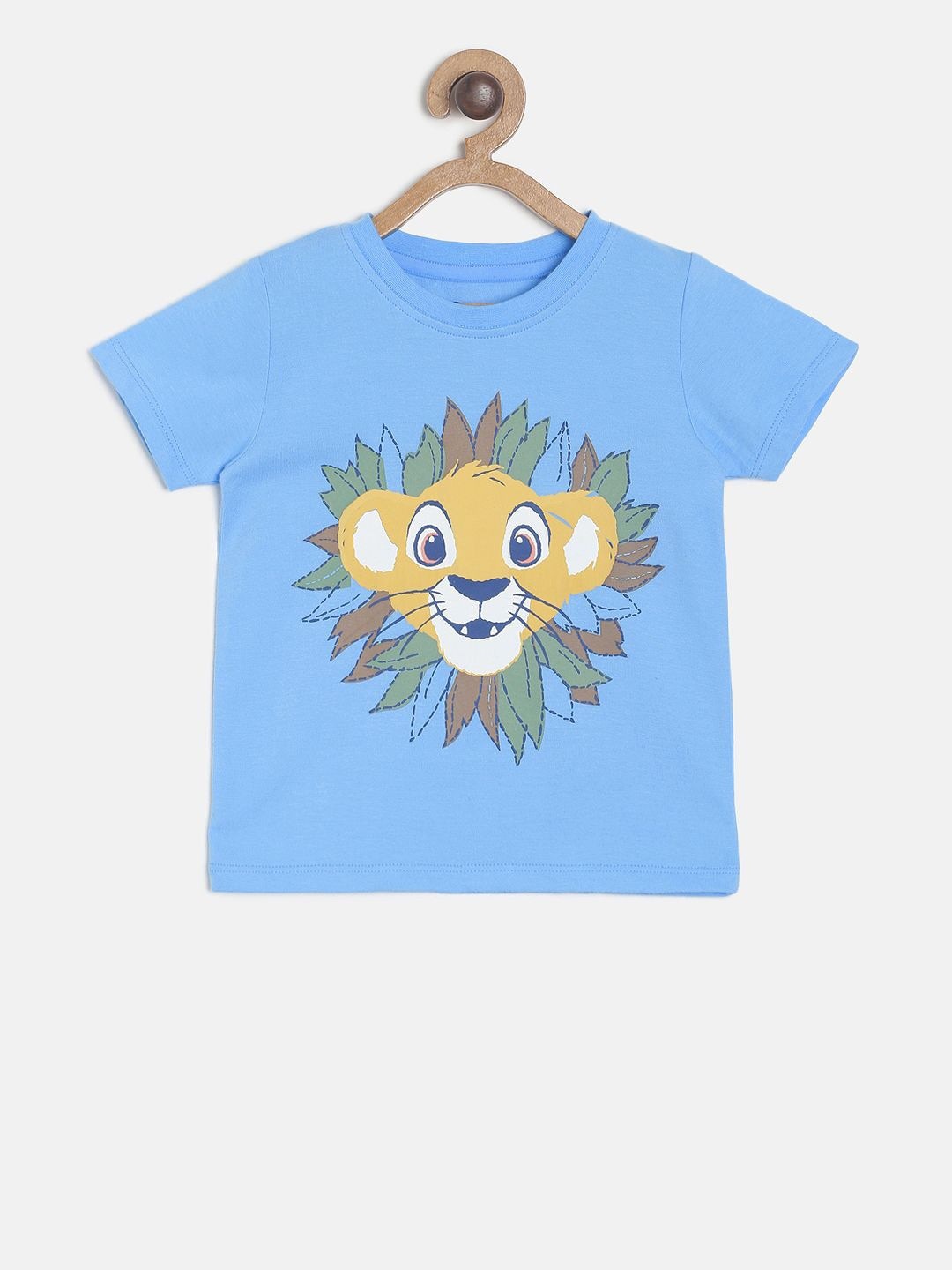 

MINI KLUB Boys Blue Printed Round Neck Pure Cotton T-shirt