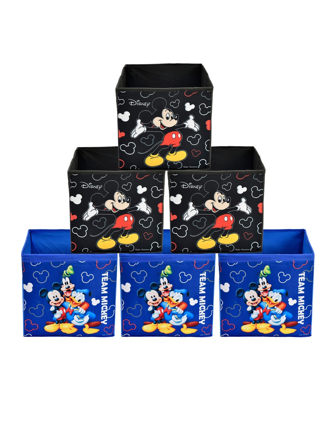 

Kuber Industries Set Of 6 Disney Printed Foldable Storage Boxes With Handles, Blue