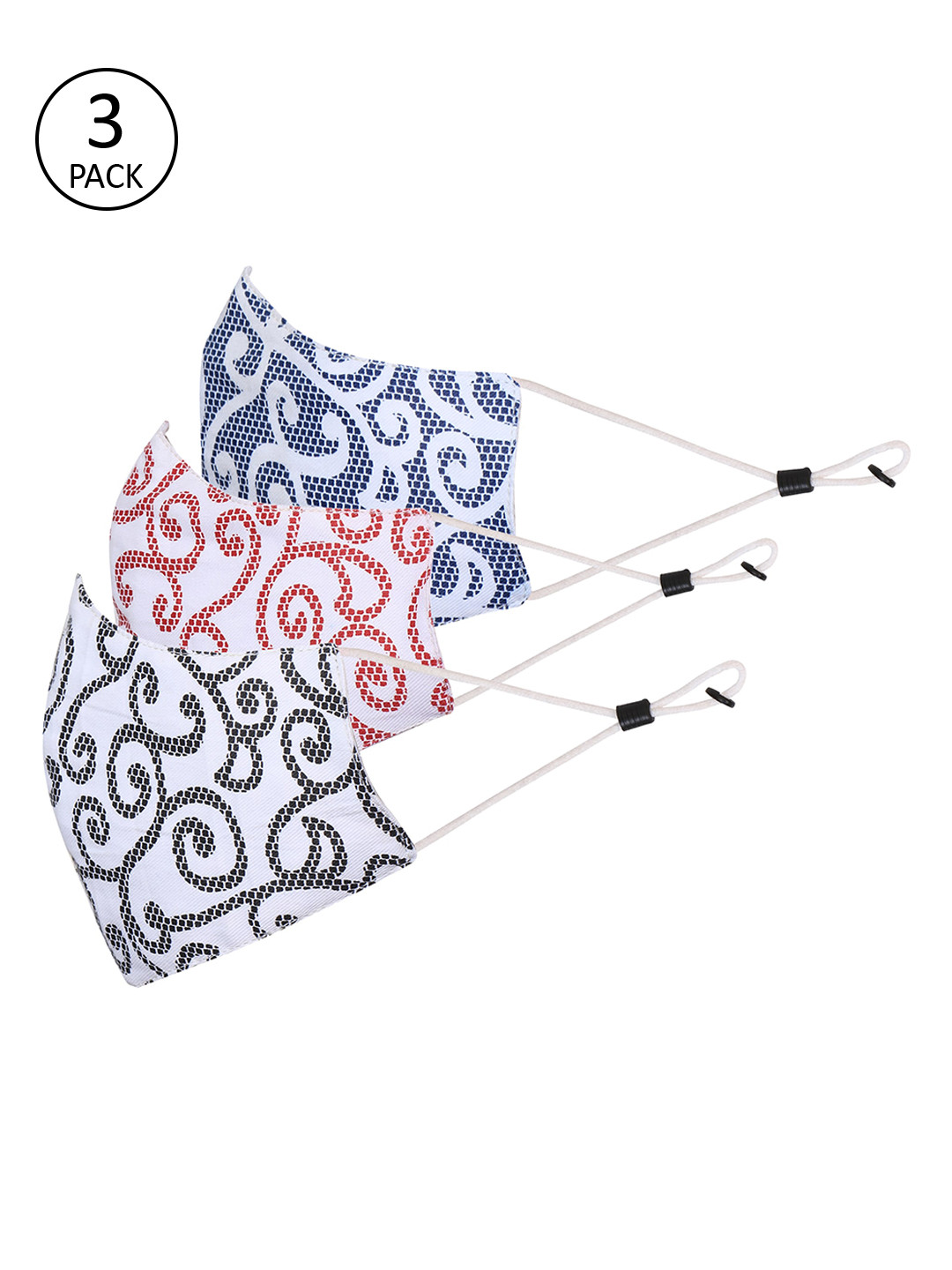 

Be Indi Unisex 3 Pcs 3-Ply Reusable Protective Anti-Microbial Outdoor Masks, Multi