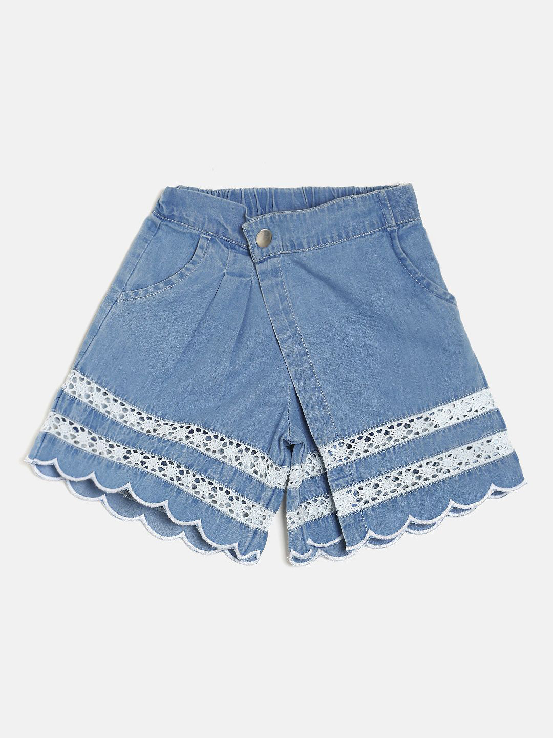 

MINI KLUB Infant Girls Blue & White Solid Denim Mini Skort