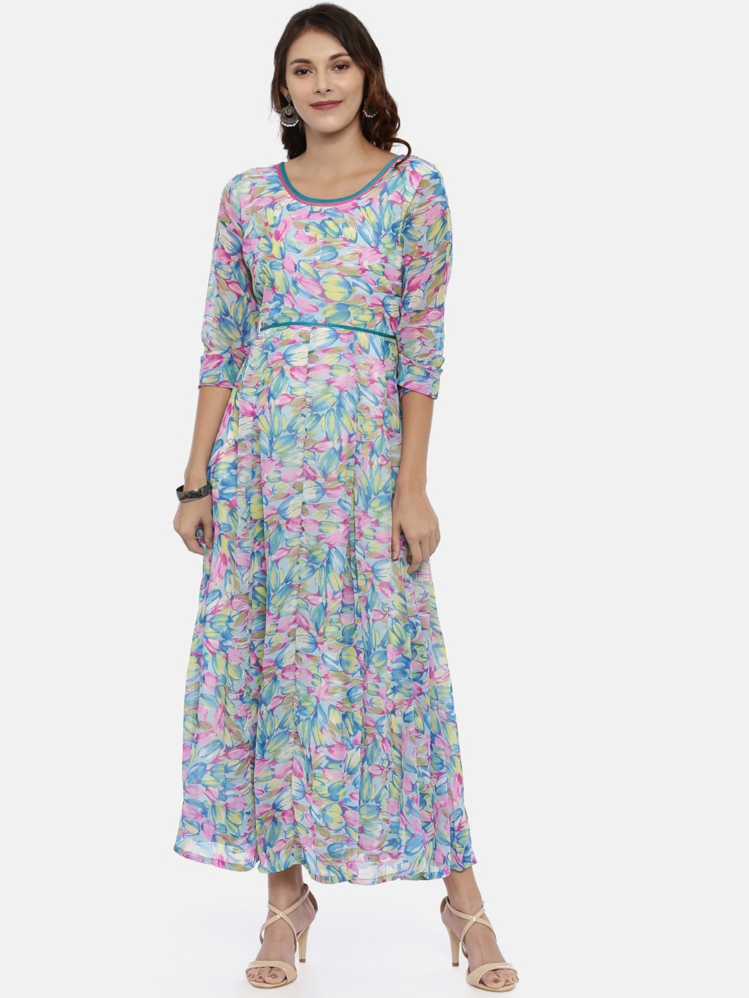 Souchii Women Multicoloured Printed Maxi Dress, Multi