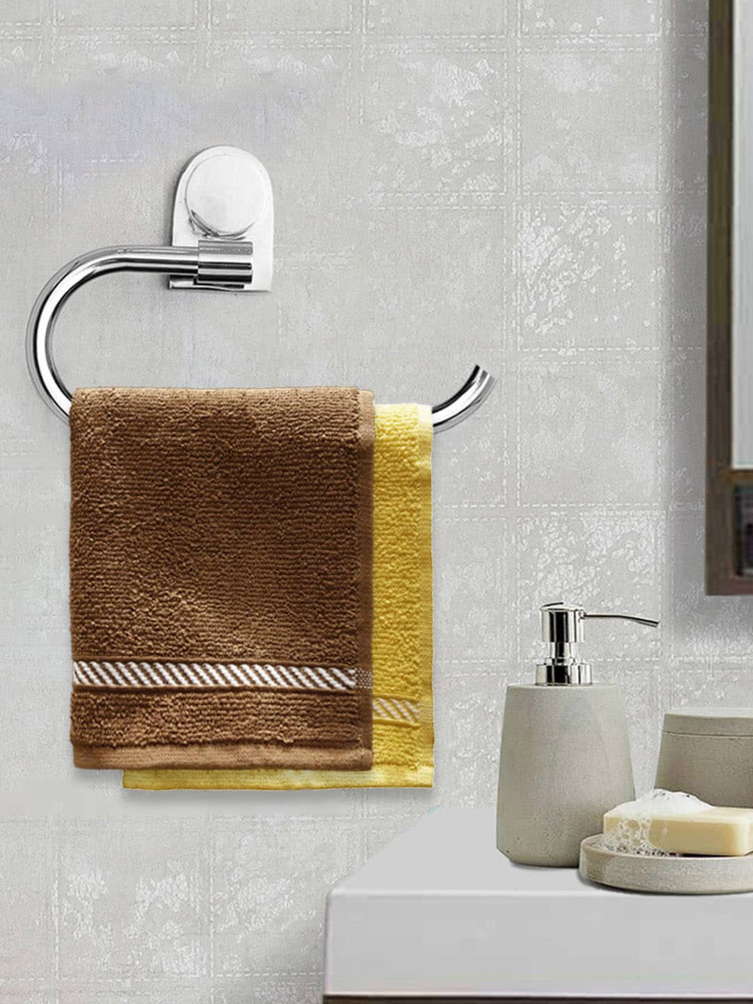 

Trident Unisex Set Of 6 Solid 380 GSM Comfort Living Face Towels, Brown