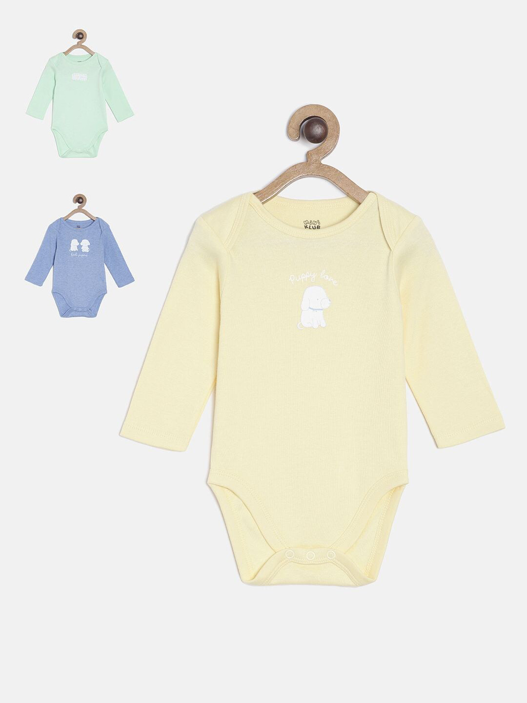 

MINI KLUB Newborn Kids Pack Of 3 Bodysuits, Yellow