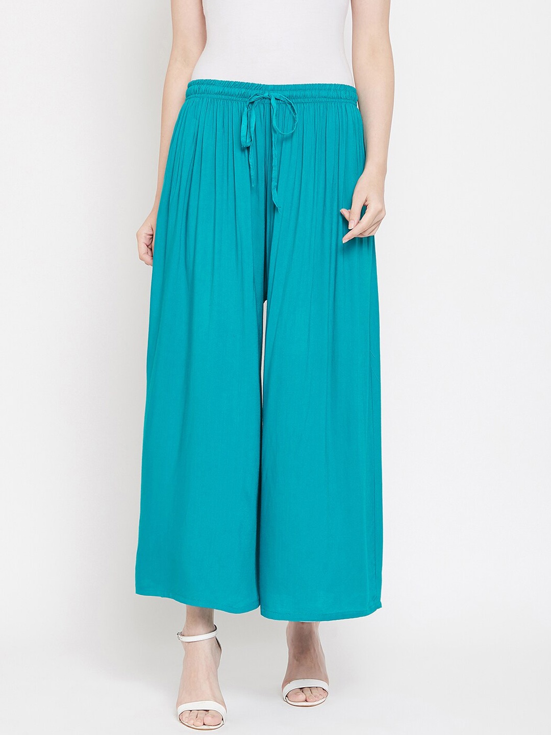 

Castle Women Turquoise Blue Solid Flared Palazzos