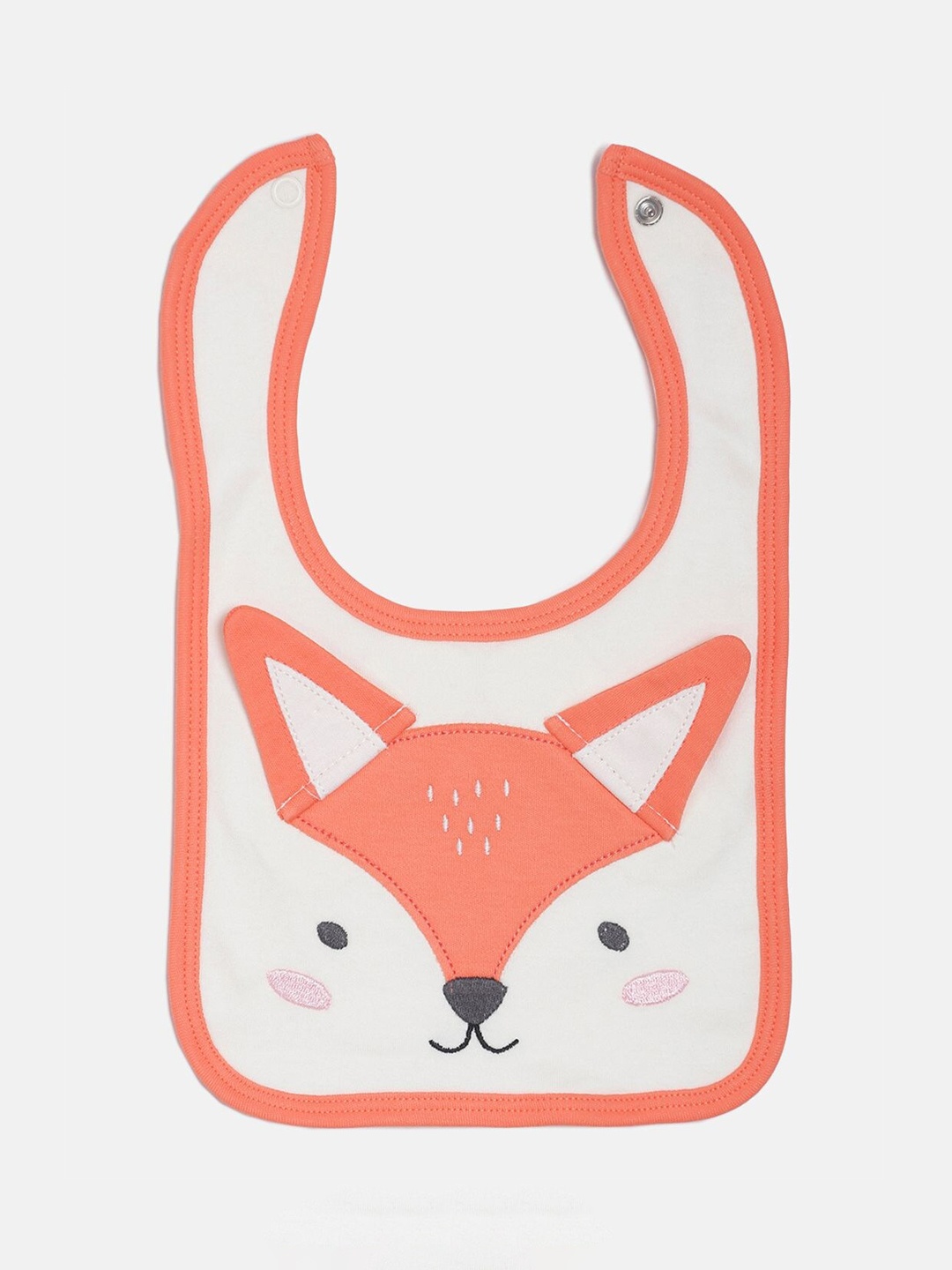 

MINI KLUB Infant Boys Off-White & Coral Embroidered Bib