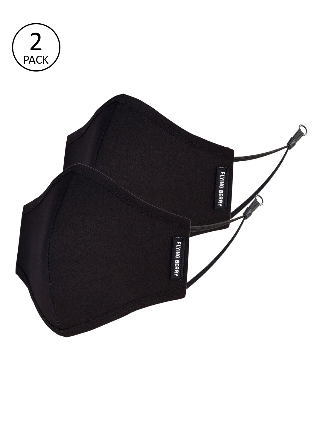 

FLYING BERRY Unisex Black 2 Pcs 3 Ply Anti Pollution Reusable Masks
