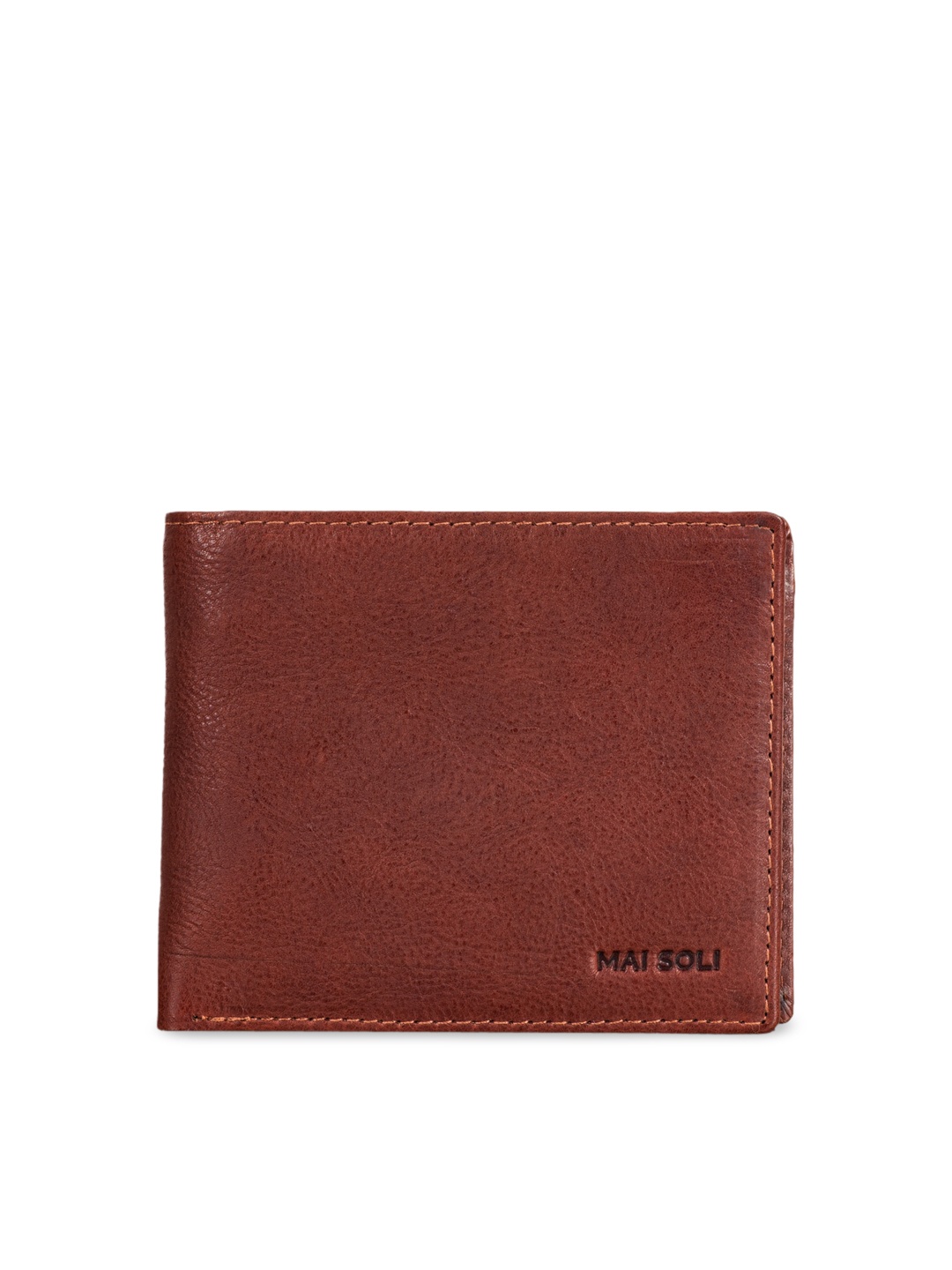 

MAI SOLI Men Brown Solid Leather Two Fold Wallet